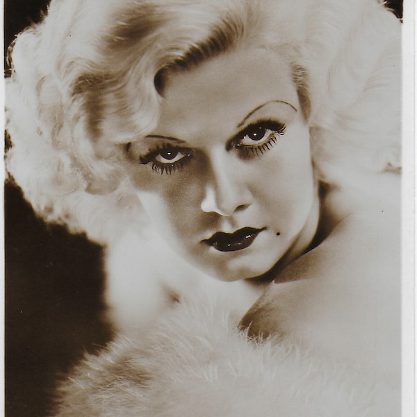 RPPC, Vintage Hollywood Glamour, Jean Harlow, Blonde, Hollywood Star, Actress, Film Star, MGM