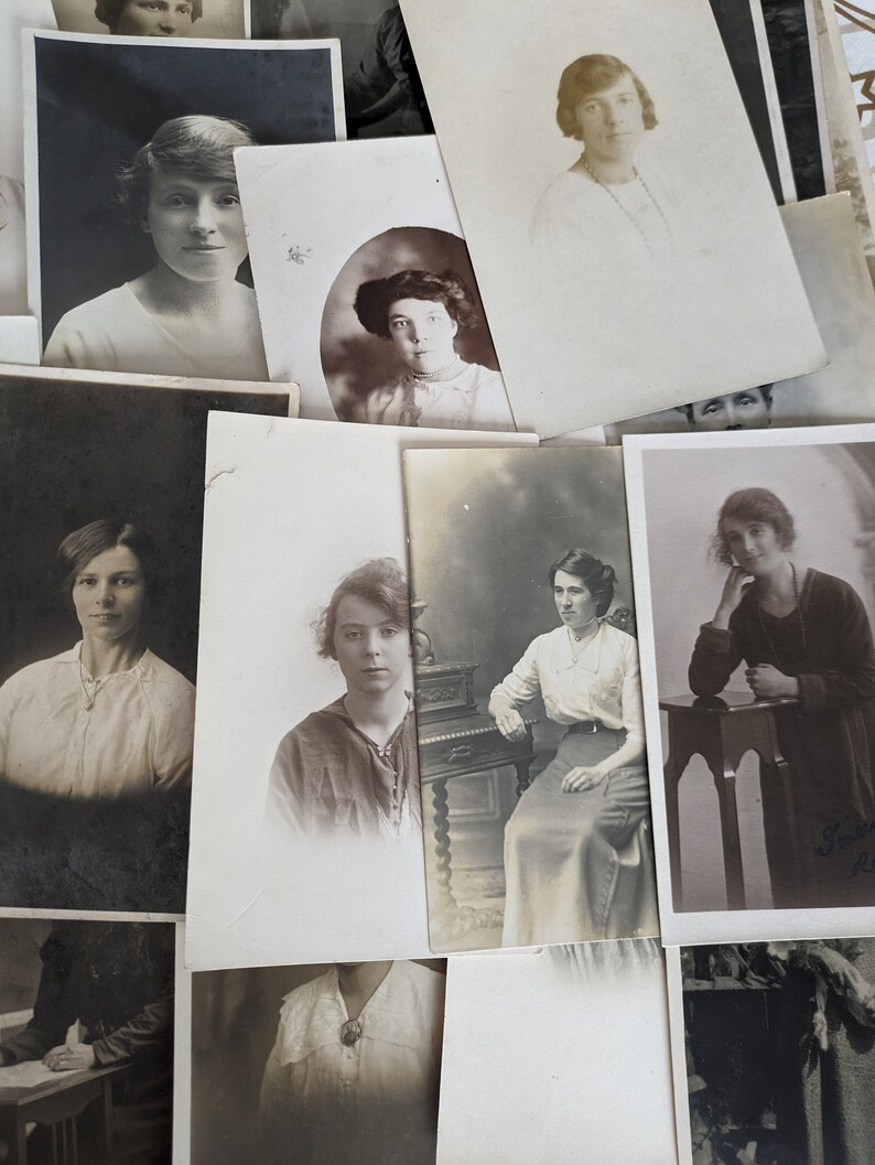 RPPC of Women 5 or 10 Fashion, Style, 1900s 1940s Ideal for Crafts, Art Projects, Junk Journals, Scrapbooks etc image 4