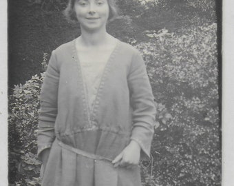 Vintage Photo, Young Lady, Gwen, In the Garden, Plain Dress