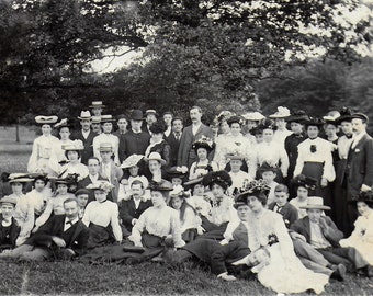 Edwardian Party - Copy of Real Photo, Edwardian Ladies and Gentleman, Fashion, Edwardian Fashion, Big Hats, Strawboaters, Social History