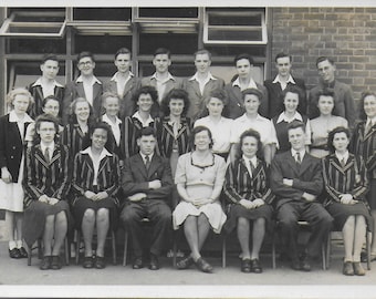 Vintage Photo, Old Photo, School Photo, , Girls in Blazers, School Teacher, Striped Blazer, Playground, Boys