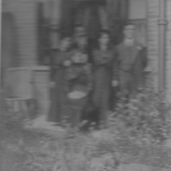 Vintage Photo, Family Portrait, Back Garden, Sun Canopy, Dark Dress,