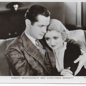 RPPC CRobert Montgomery, Constance Bennett ,Hollywood Actress, Film Star, Hollywood, Golden Age Cinema
