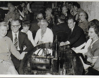 Vintage Photograph,RPPC,  Party Night, Night At The Club, Handbags, Drinks on Table