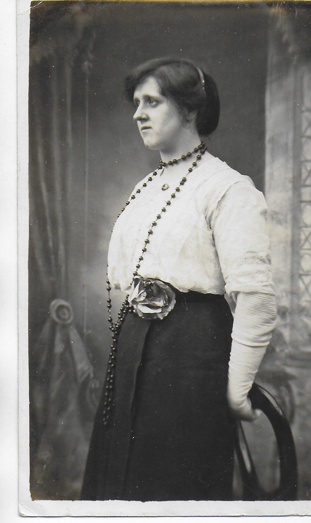 Vintage Photo, Young Lady,Full Figure, Bow on Skirt