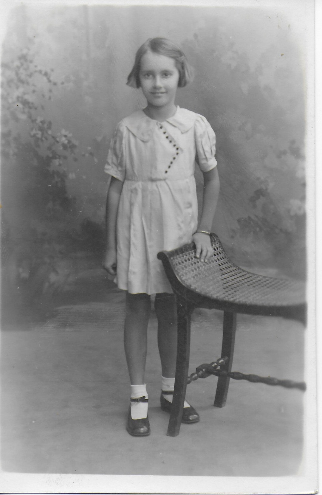 Vintage Photo, Young Girl, Cousin Barbara, Fancy Buttons, White Socks ...