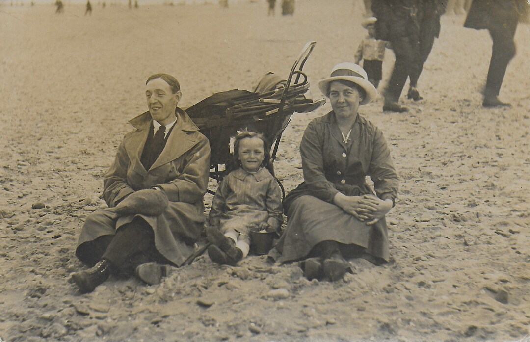 RPPC, Vintage Photo, A Big Day Out, Seaside, the Beach, Family Trip to