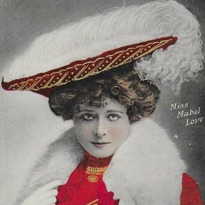 RPPC L'attrice britannica Miss Mabel Love Theatre Star, famosa bellezza, bellissima carta n. 2