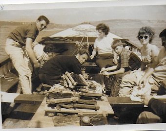 Edwardian Photo, Old Photo, Gone Fishing,, Boat Trip, Fishing Boat,  Social History