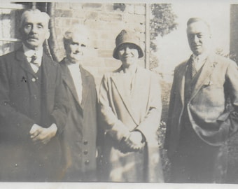 Vintage Photograph,  Family outside House,Mother, father, Lady in Cloche Hat