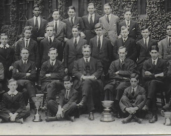 RPPC, Vintage Fotografie, Knaben-Schule, Meister, Trophäen, Wimbledon 1920s