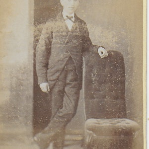 Victorian CDV, Young Man Standing by High Backed Chair, J Bell, Frome