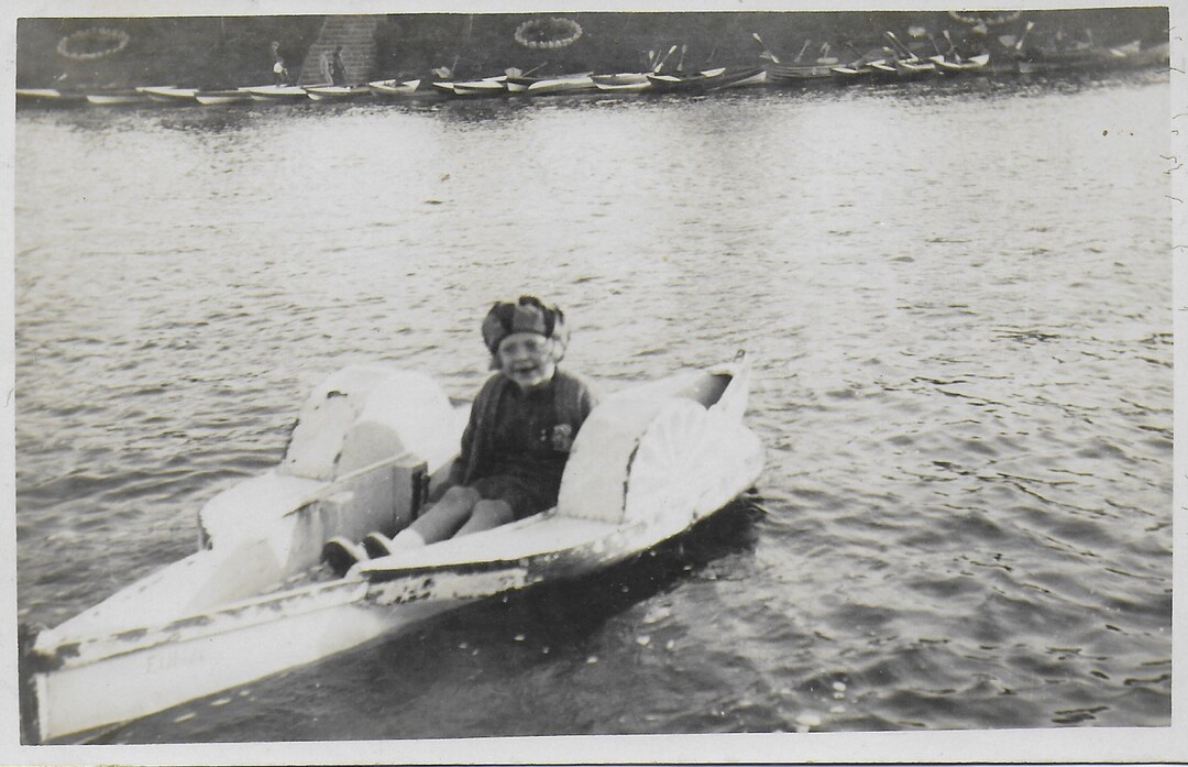 Vintage Postcard, Young Girl in Pedalo, Peddle Boat, Paddle Boat, on the Pond Etsy