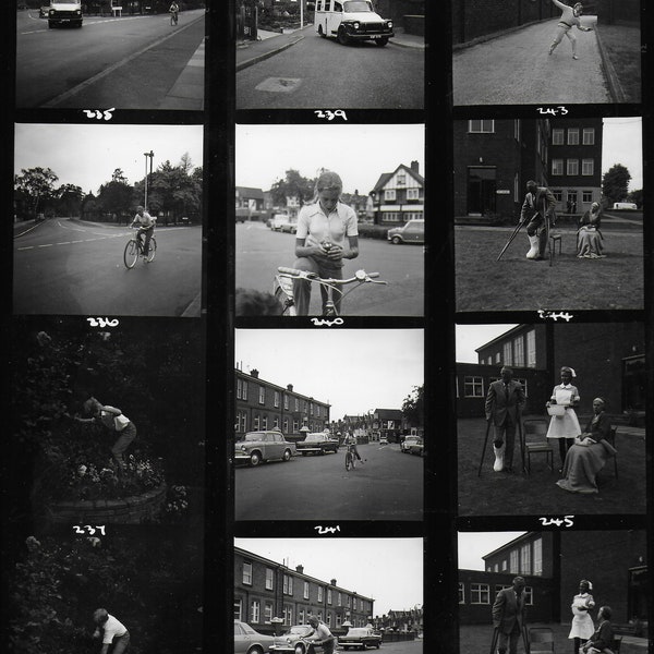 Vintage Photo, Contact Sheet,From the Film "Troublesome Double" Keith Chegwin , Egghead, Bicycles (2)