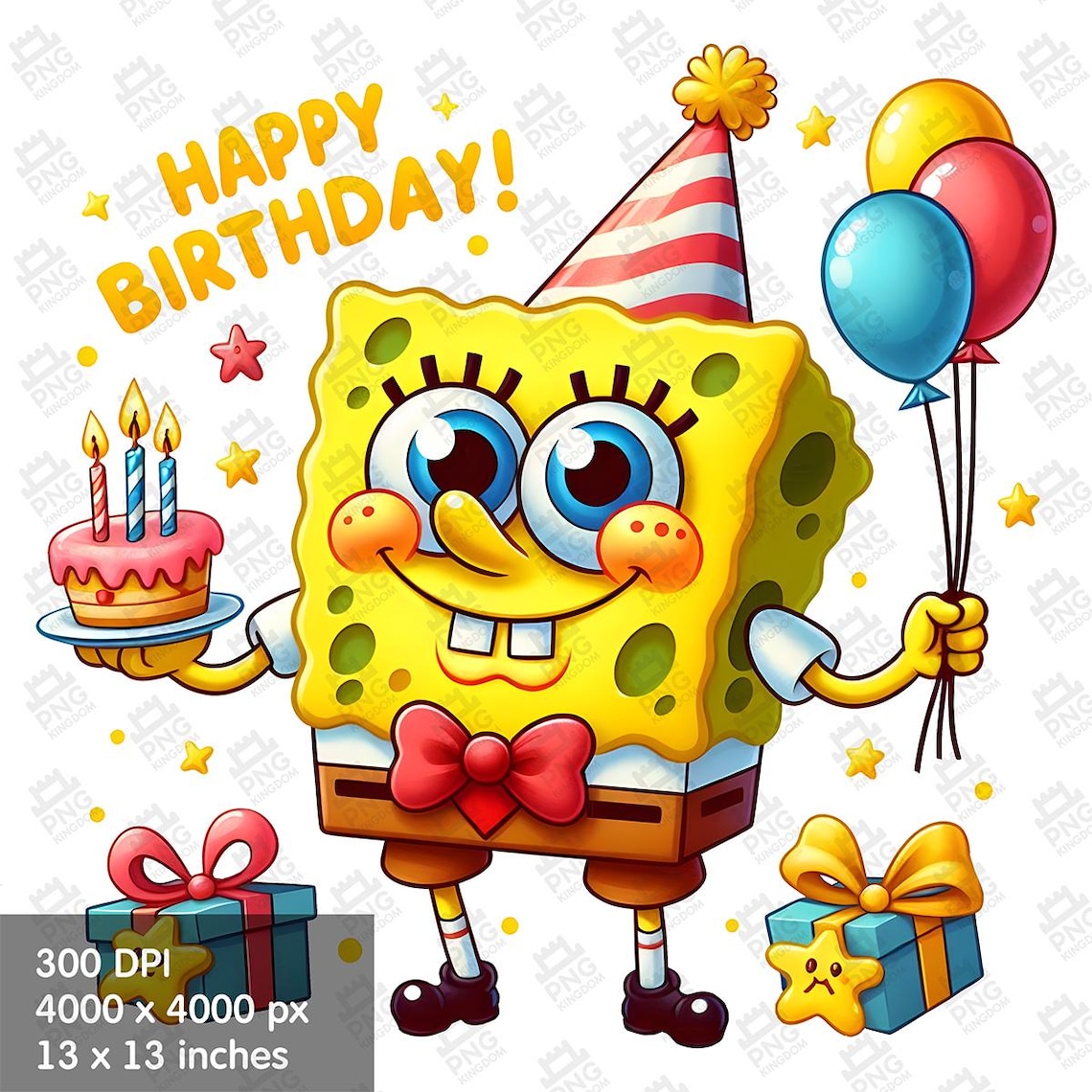 Spongeboy Cute Birthday Clipart, Vibrant and Playful Designs for Event ...
