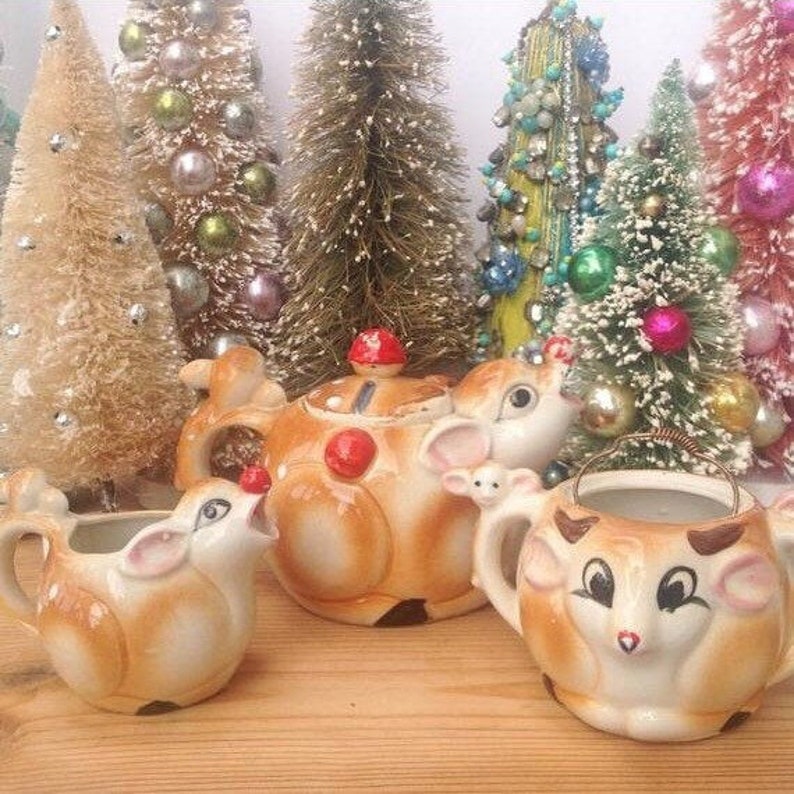 Vintage Deer Teapot It's Sugar Dish no Lid and Creamer. Etsy