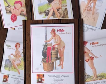 Hilda Duane Bryers Prints Vintage Plump Redhead Pin Up Girl Plus Size 2017 Calendar Illustrations by Artist Duane Bryers