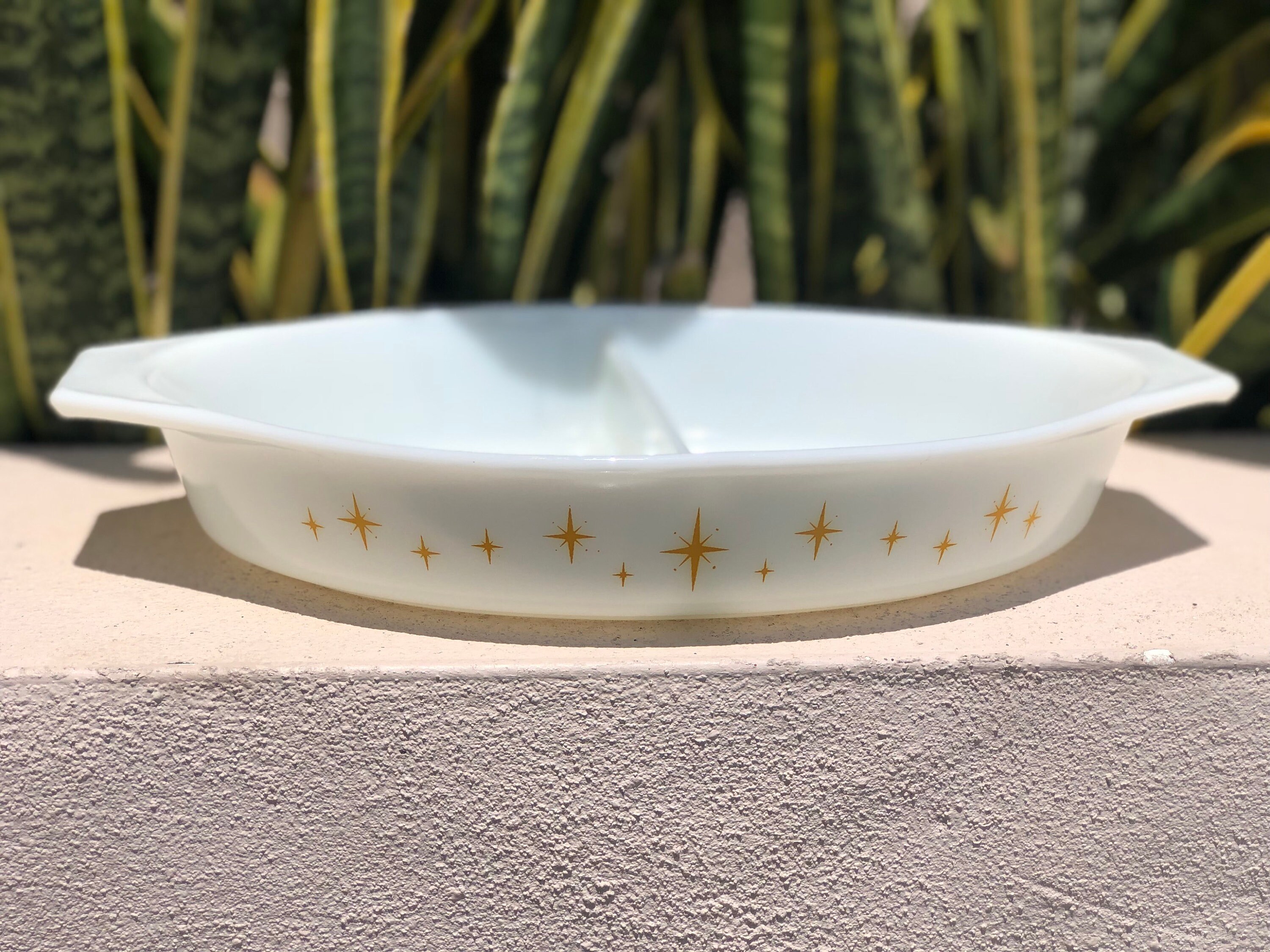 Vintage Pyrex Constellation Gold Star Divided Dish Glass Oval Etsy
