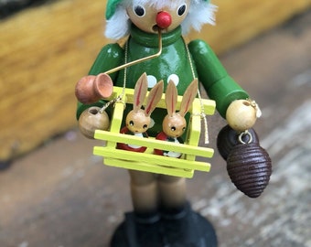 Vtg Steinbach Wooden Smoker Bunny Rabbit Hunter German Incense Cone Burner SMKR Vintage Smoker