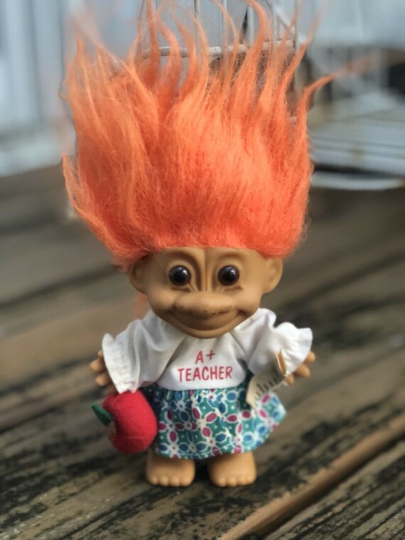 Vtg Troll Doll Russ Orange Hair Brown Eye A Teacher 4 Girl Etsy