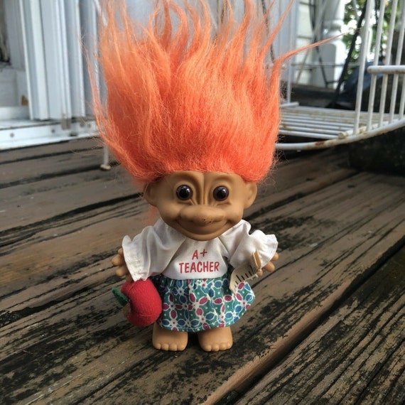 Vtg Troll Doll Russ Orange Hair Brown Eye A Teacher 4 Girl Etsy