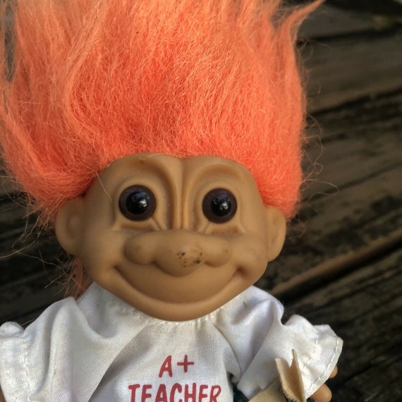 Vtg Troll Doll Russ Orange Hair Brown Eye A Teacher 4 Girl Etsy