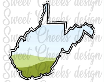 USA West Virginia Bilderrahmen mit Doodles, editierbar in Canva, einzelne Bundesstaaten Rahmen, Canva Frame von West Virginia