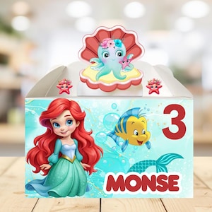 Ariel The Little Mermaid Favor Box Custom Disney Princess Party Favor Box | Birthday Party Decoration and Gift Mermaid Theme Celebration