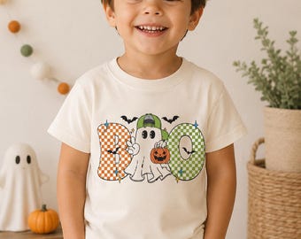 Toddler Halloween Boo Shirt, Organic Cotton Ghost Kids Tee, Spooky Season Graphic