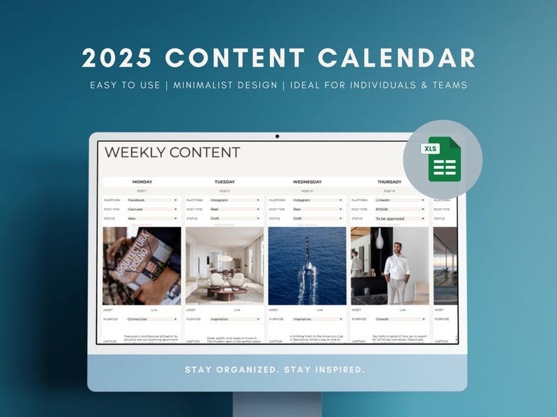 2025 Social Media Content Calendar for Google Sheets, Digital Planner ...