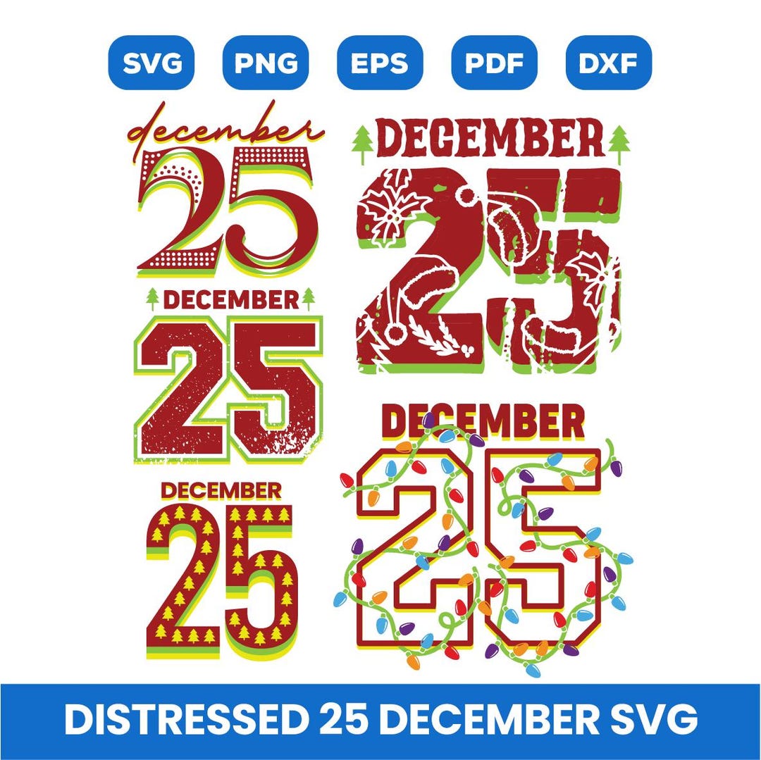 Distressed 25 December Svg, Vintage Christmas Svg, Holiday Svg ...