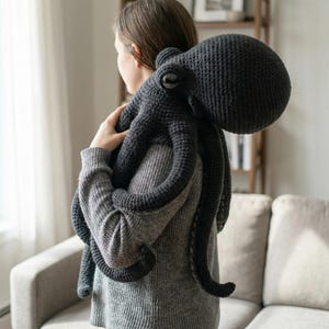 Modèle au crochet de pieuvre noire géante - Modèle réaliste de poulpe du Pacifique Amigurumi - Modèle au crochet d'animaux marins - Anglais | Fichier PDF