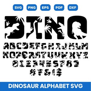 恐竜アルファベット SVG バンドル、恐竜文字 SVG、恐竜フォント SVG、恐竜フォント SVG、誕生日文字 SVG、Trex SVG、アルファベット SVG、Cricut