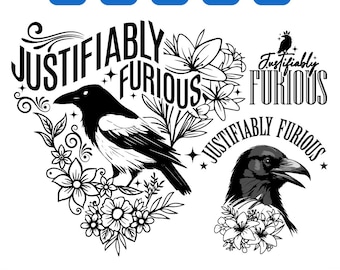 Corvo Furioso Justificado Svg, Corvo Antipatriarcal Svg, Raiva Feminista Svg, Direitos das Mulheres Svg, Justiça e Direitos Humanos, Cutfile, Cricut, PNG