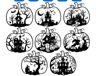 Halloween Pumpkin Lasercut Svg, Halloween Pumpkin Bundle Svg, Pumpkins svg, Halloween Decor svg, Pumpkin Laser Cut, Ghosts in a Pumpkin Svg