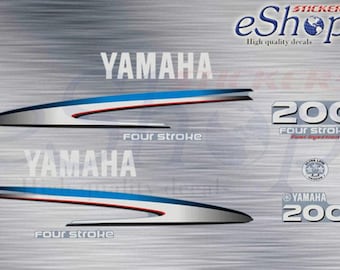 Prodotto: Yamaha_250_FourStroke_White_V6 - Kit d'autocollants pour moteur hors-bord Yamaha 250cv Four Stroke F200D V6 White - STS