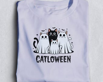 Spooky Ghost Cat Halloween Shirt: Cat Lover Tee