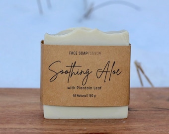 Soothing Aloe Face Soap with Plantain Leaf Extract | All Natural | Handcrafted in Canada