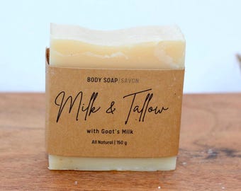 Goat Milk & Tallow Soap | Handcrafted Canadian All-Natural Soap | Fragrance-free, Moisturizing, for Sensitive Skin