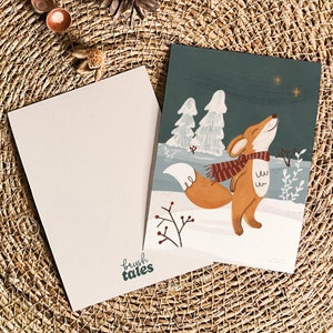 Carte de Noël imprimable renard dans la neige | imprimable hiver | Carte de vœux dessinée à la main | Téléchargement numérique | Carte à imprimer à la maison| Éphémères