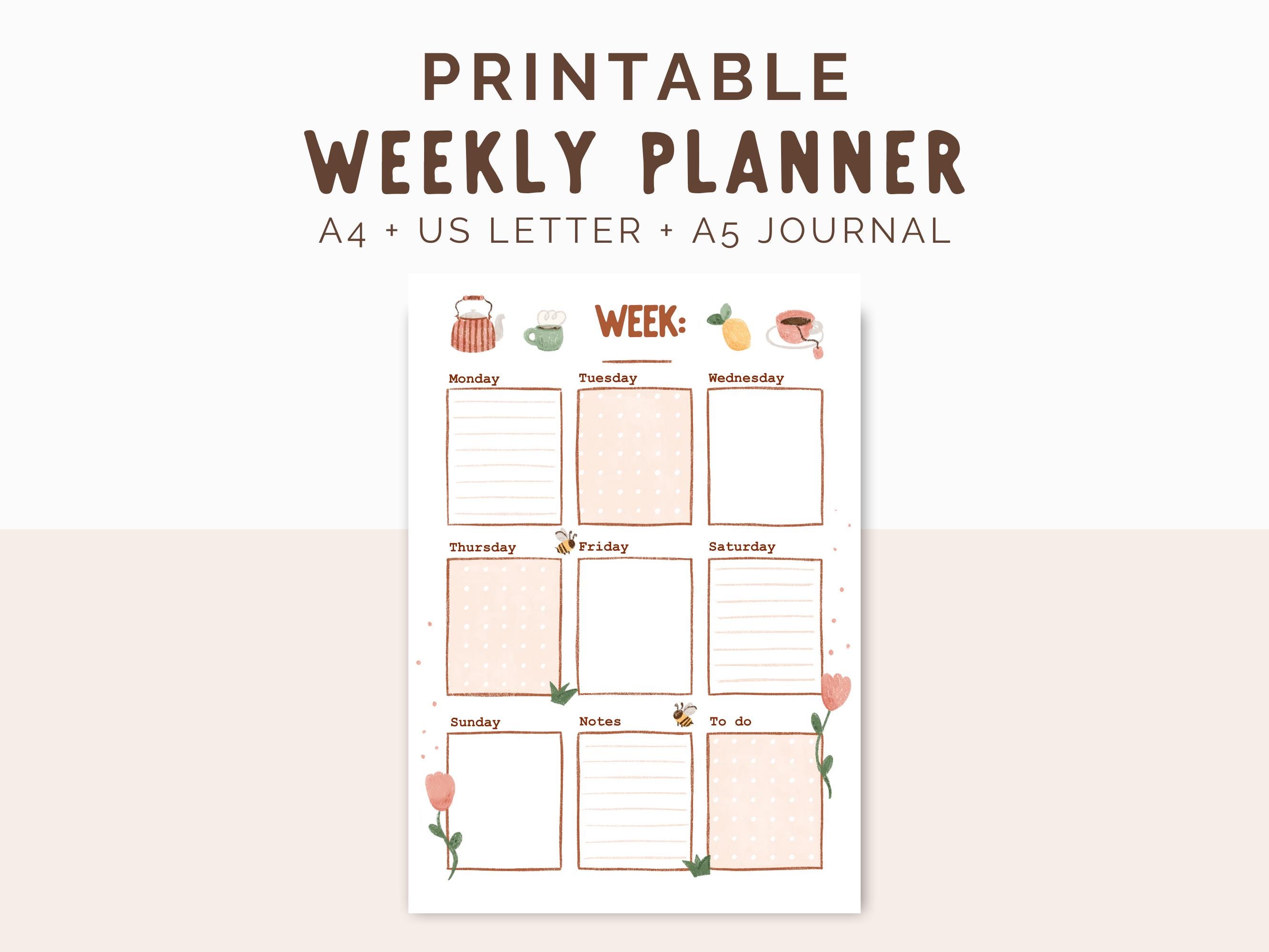 Printable Weekly Planner: Hand-Drawn Design - journal planner (PDF)