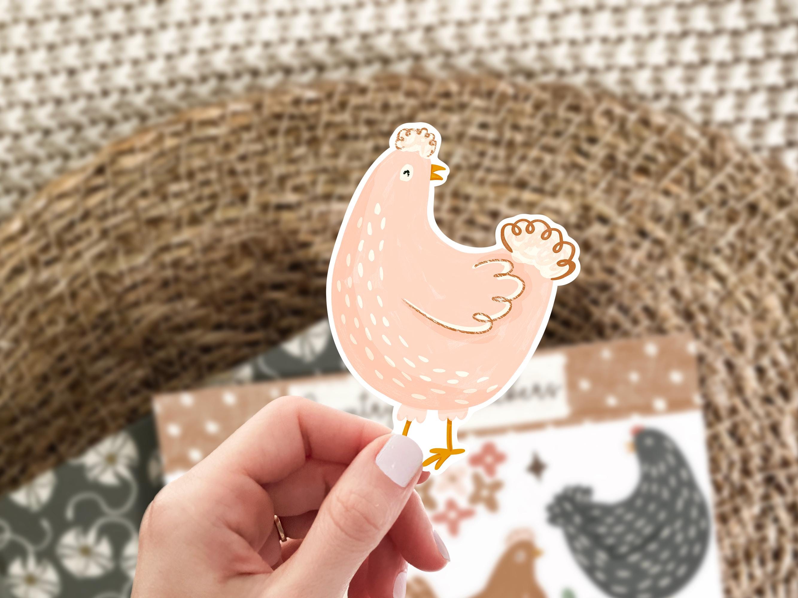 Hand Drawn Countryside Sticker Bundle: Hens, Flowers, Farm (PNG ...