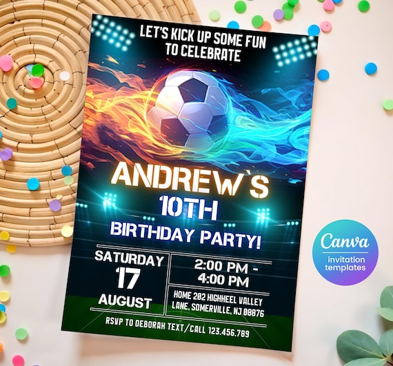 Soccer invitation, Champions League birthday invitation template, FIFA Printable editable invite, sports invite, football party