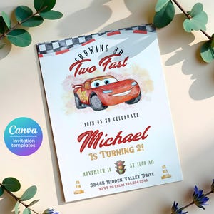 Cars Einladung, Lightning Mcqueen einladen, Druckbare Einladung zur Geburtstagsparty, Vorlage für die Geburtstagseinladung