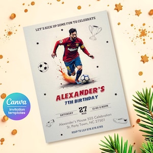 Messi invitation, Soccer invitation, Champions League birthday invitation, FIFA Printable editable invite, sports ball invite,football party