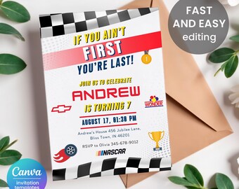 Nascar Party, Shake n Bake Geburtstag, Ricky Bobby, Boy Racing Einladung, Printable Cars Geburtstagseinladung, schnell bearbeitbare Einladungsvorlage