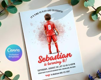 Soccer invitation, Champions League birthday invitation template, FIFA printable editable invite, Sports invite, Football Party