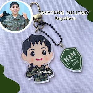 Taehyung keychain v bts kim taehyung military fanart kpop merchandise