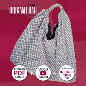Origami bag pattern Hobo bag pattern Tote bag pattern Japanese bag pattern Triangle Bento bag pattern Folded Japanese sewing video tutorial