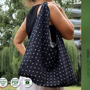 Origami bag pattern Hobo bag pattern Tote bag pattern Japanese bag pattern Triangle Bento bag pattern Folded Japanese sewing video tutorial